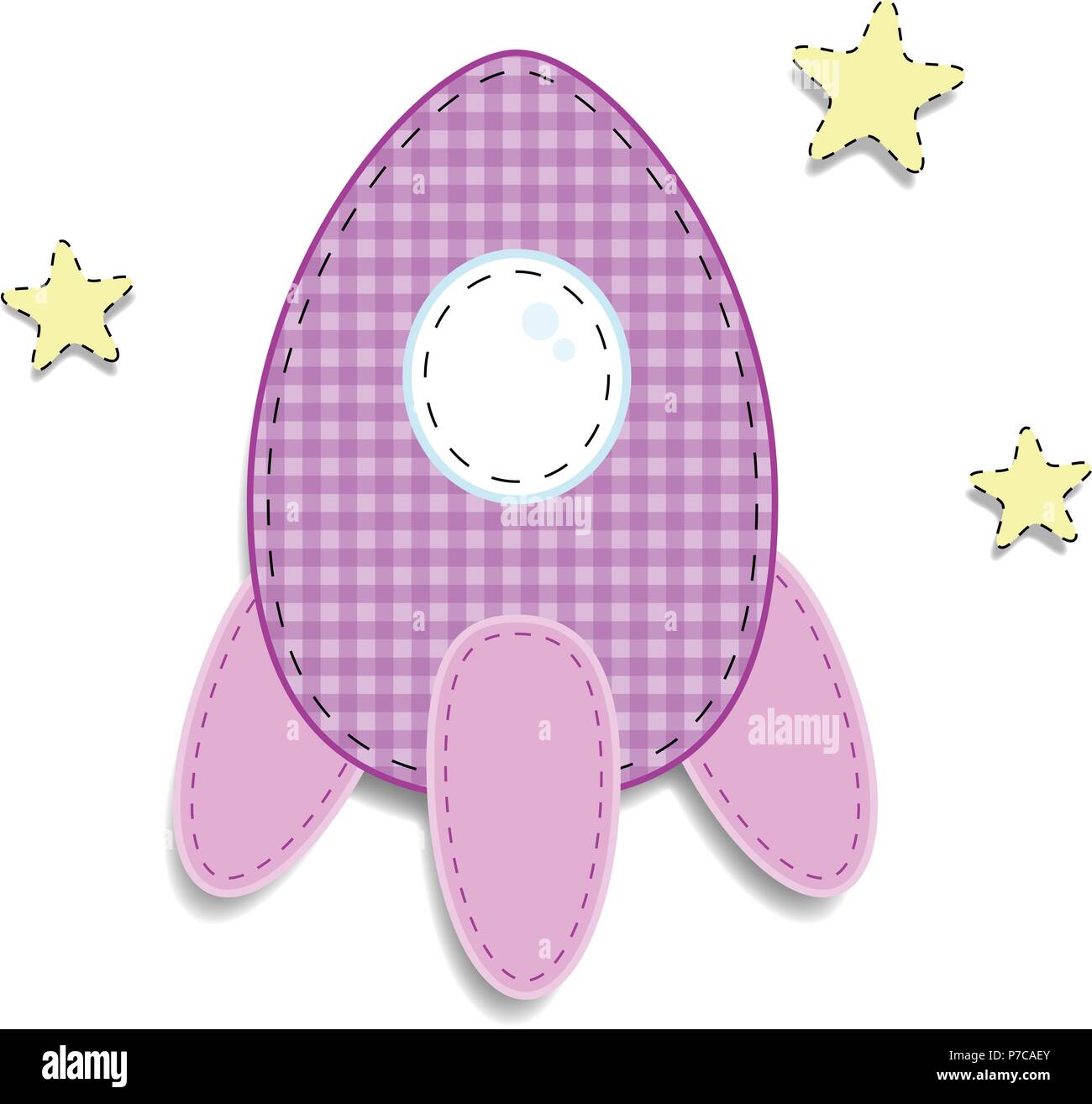 Cute Baby Girl Vector Clip Art Element For Scrapbooking Or Baby Shower Greeting Card And Childs Design Cut Out Fabric Or Paper Chequered Pink Rocket Stock Vector Image Art Alamy