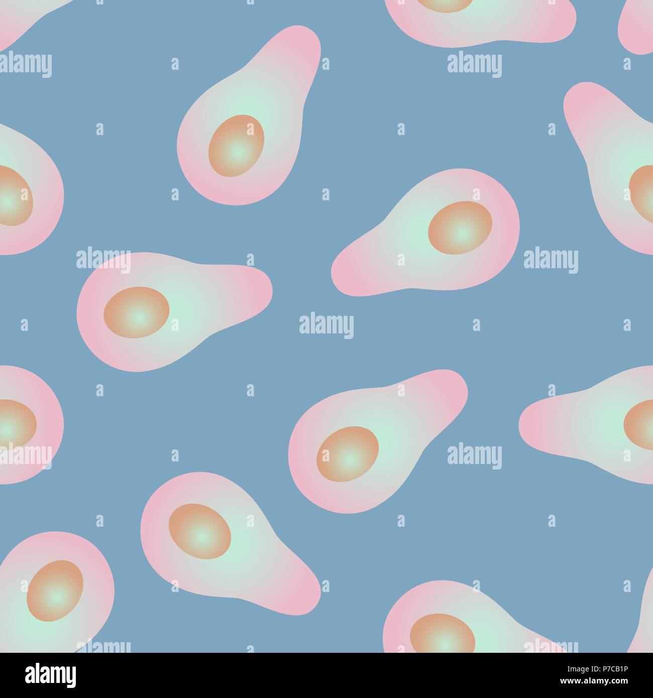 Seamless vector abstract gradient avocado pattern on blue Stock Vector