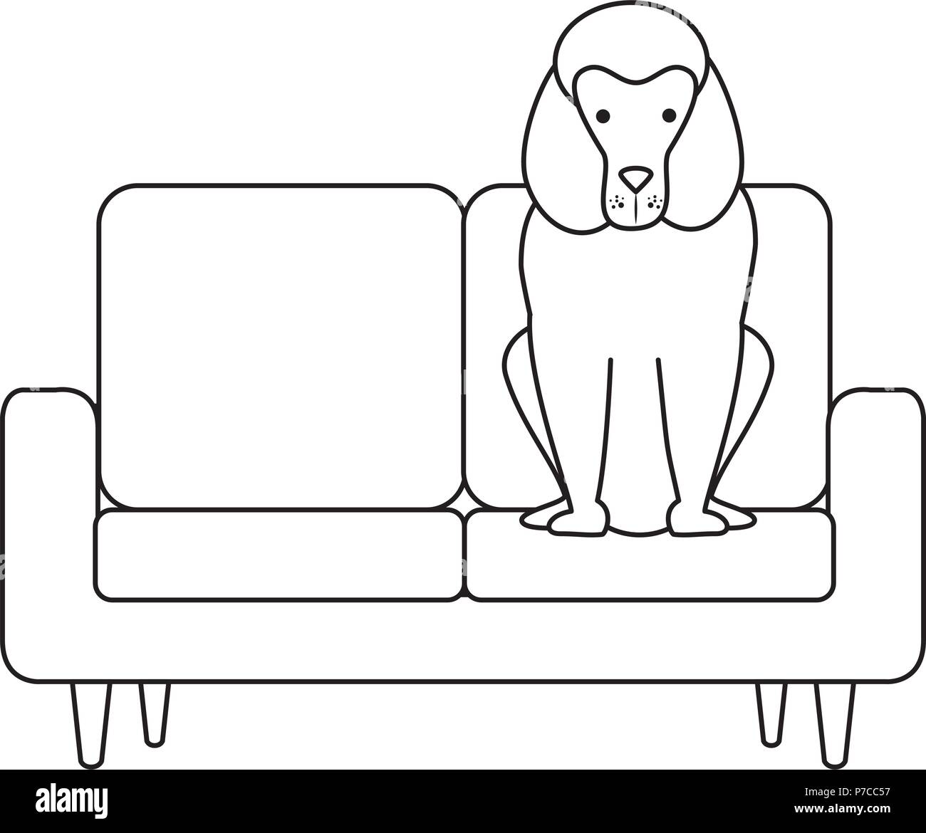 cute dog pet in the sofa character vector illustration design Stock ...
