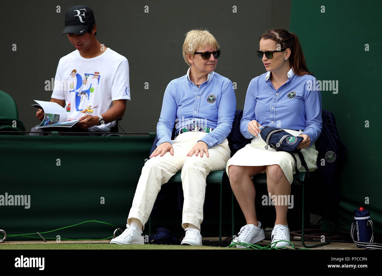 Line judges on the side of court on day four of the Wimbledon