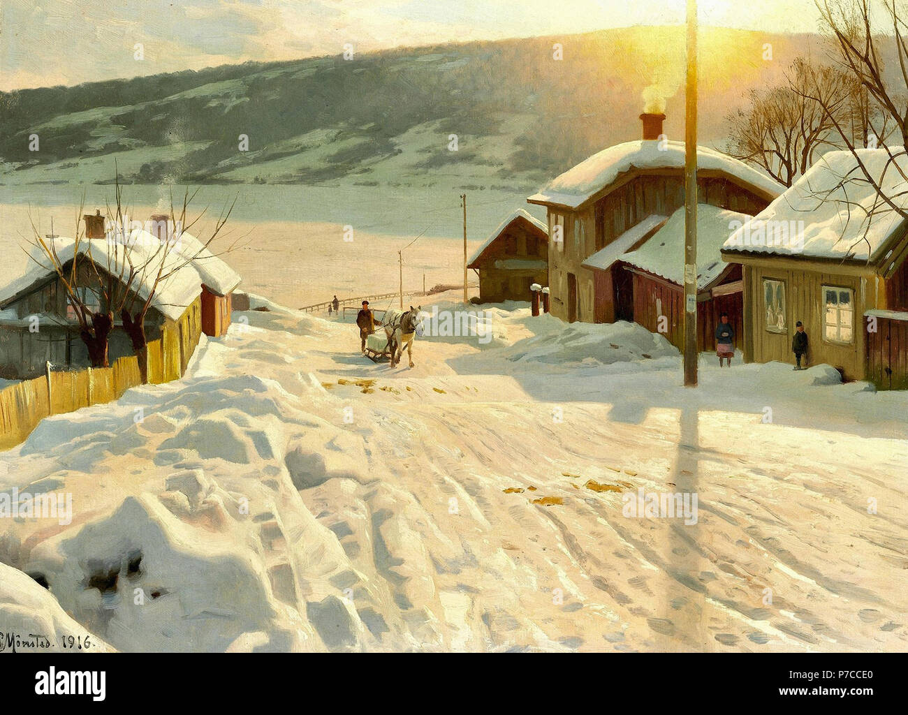 Monsted  Peder Mork - Winter Day in Lillehammer  Norway Stock Photo