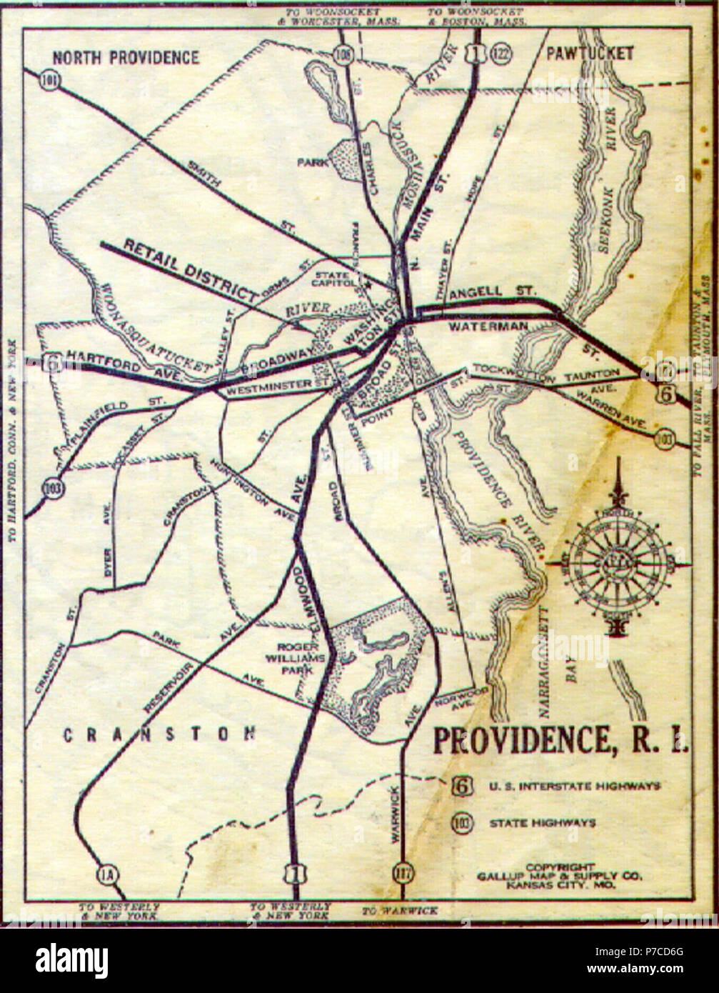 1930 Providence road map Stock Photo Alamy