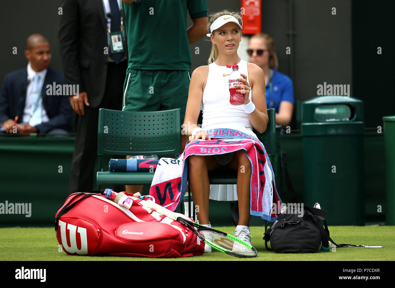 Katie Boulter During A Break In Play On Day Four Of The Wimbledon ...