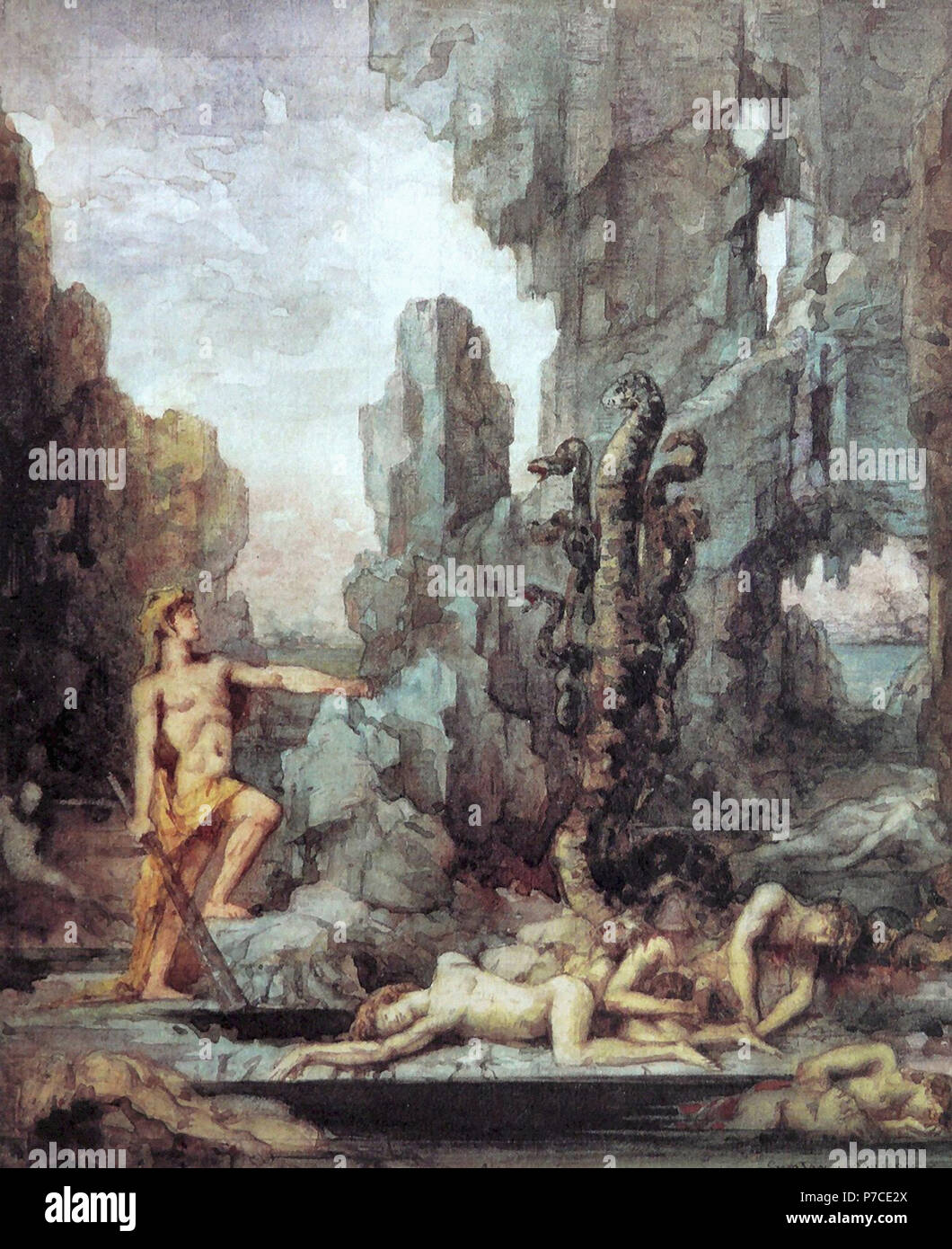 Moreau Gustave - Hercules and the Lernaean Hydra 1 Stock Photo - Alamy