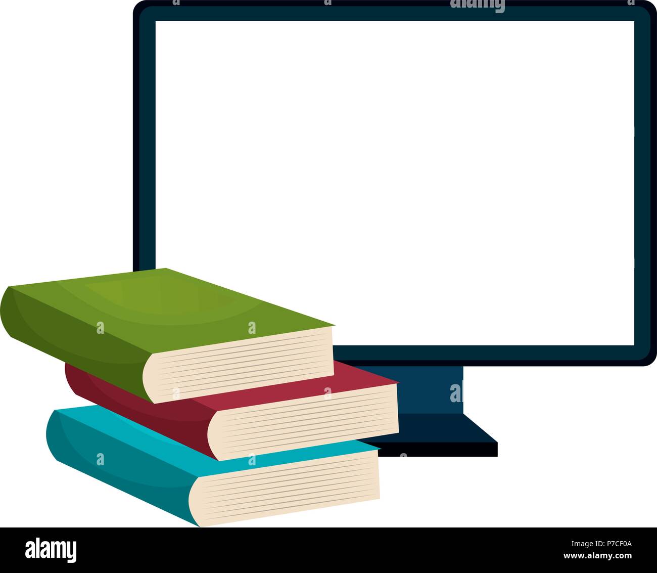Computer Image With Books education text books with computer Stock Vector Image & Art - Alamy