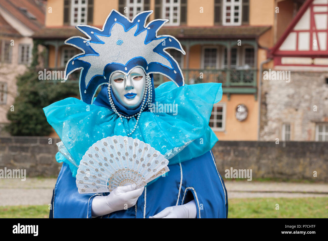 Hallia venezia, carnival of venice in hall, Kocher river, Schwaebisch Hall, Hohenlohe region, Baden-Wuerttemberg, Heilbronn-Franconia, Germany Stock Photo