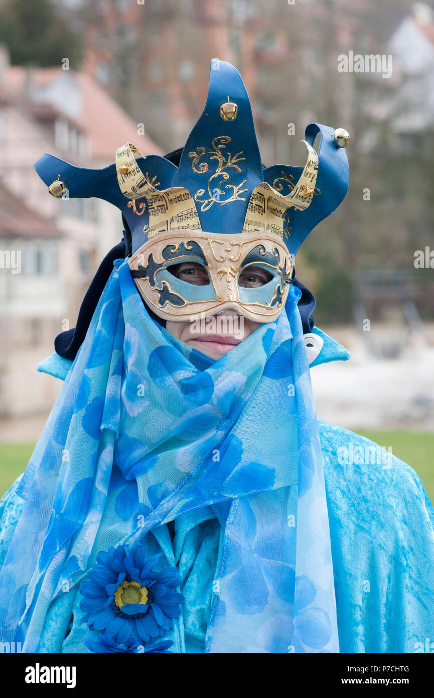 Hallia venezia, carnival of venice in hall, Kocher river, Schwaebisch Hall, Hohenlohe region, Baden-Wuerttemberg, Heilbronn-Franconia, Germany Stock Photo