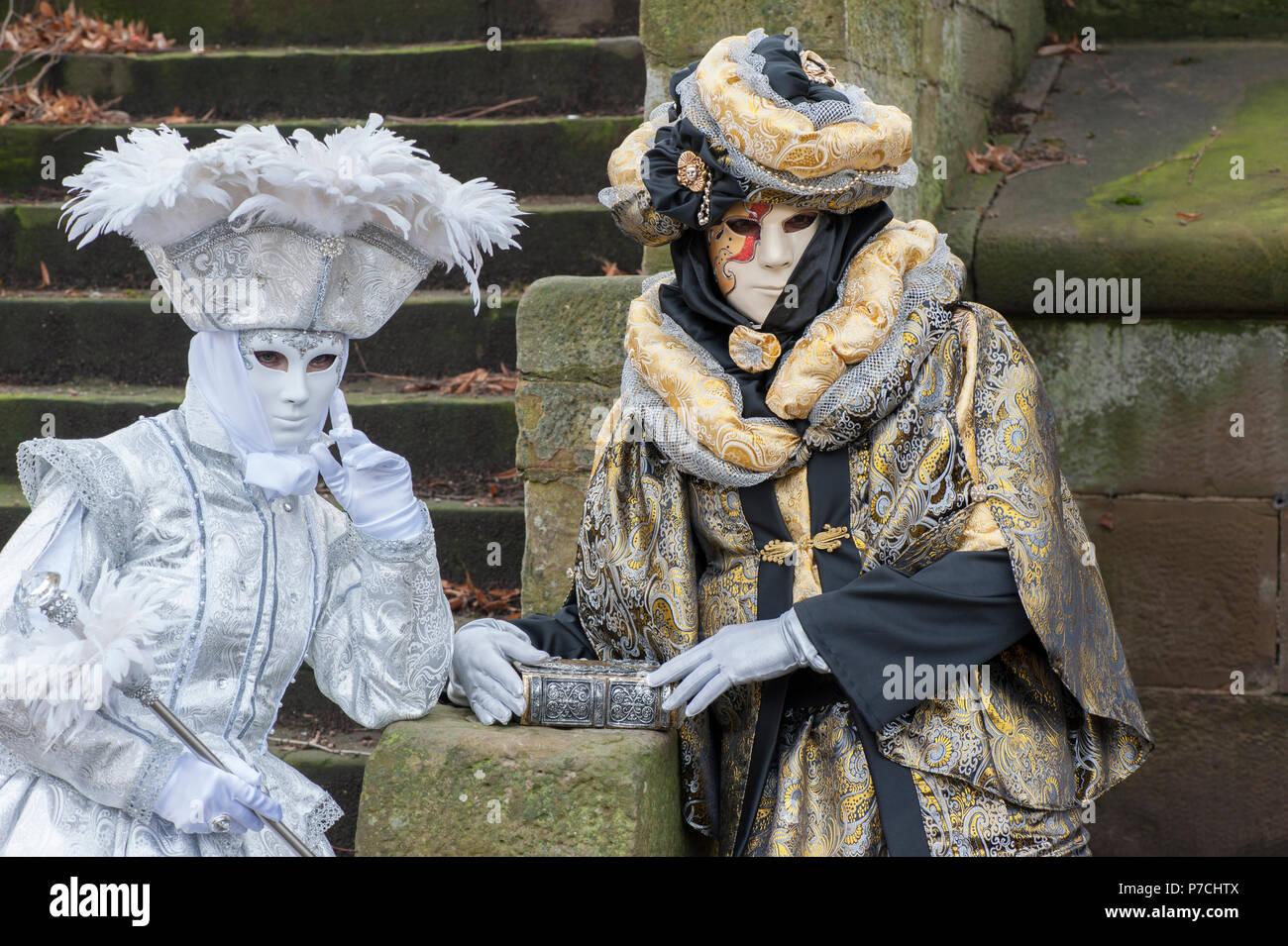 Hallia venezia, carnival of venice in hall, Kocher river, Schwaebisch Hall, Hohenlohe region, Baden-Wuerttemberg, Heilbronn-Franconia, Germany Stock Photo