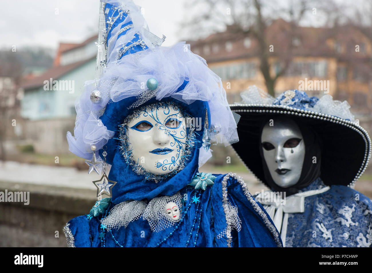 Hallia venezia, carnival of venice in hall, Kocher river, Schwaebisch Hall, Hohenlohe region, Baden-Wuerttemberg, Heilbronn-Franconia, Germany Stock Photo