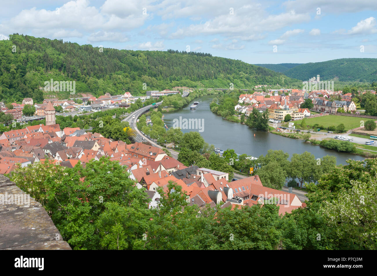 Main river, Wertheim, Main-Tauber, Main river, Tauber river, Odenwald, Spessart, Baden-Wuerttemberg, Heilbronn-Franconia, Germany Stock Photo