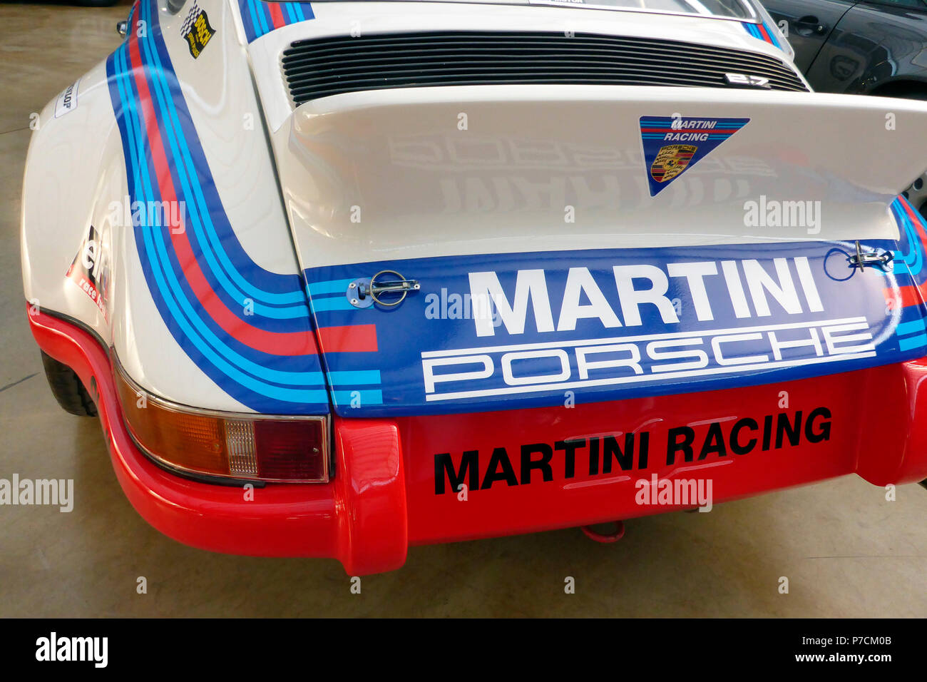 Porsche 911 RS 2.7, race car, Martini Racing Stock Photo