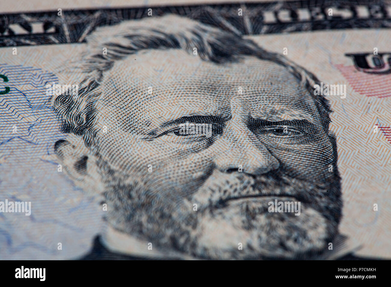 Closeup of Ulysses S. Grant portrait on 50 dollar bill Stock Photo - Alamy