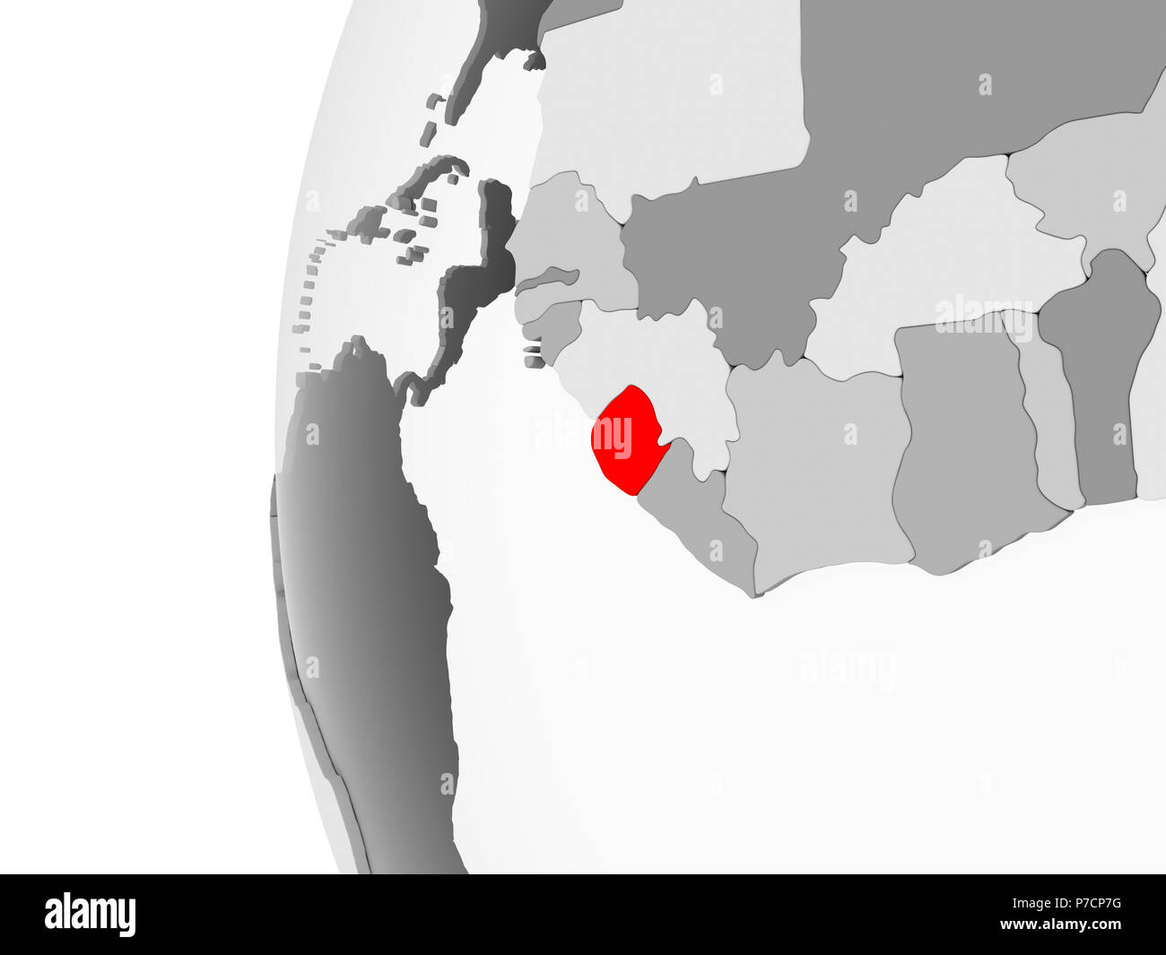Sierra Leone highlighted on grey 3D model of political globe with ...