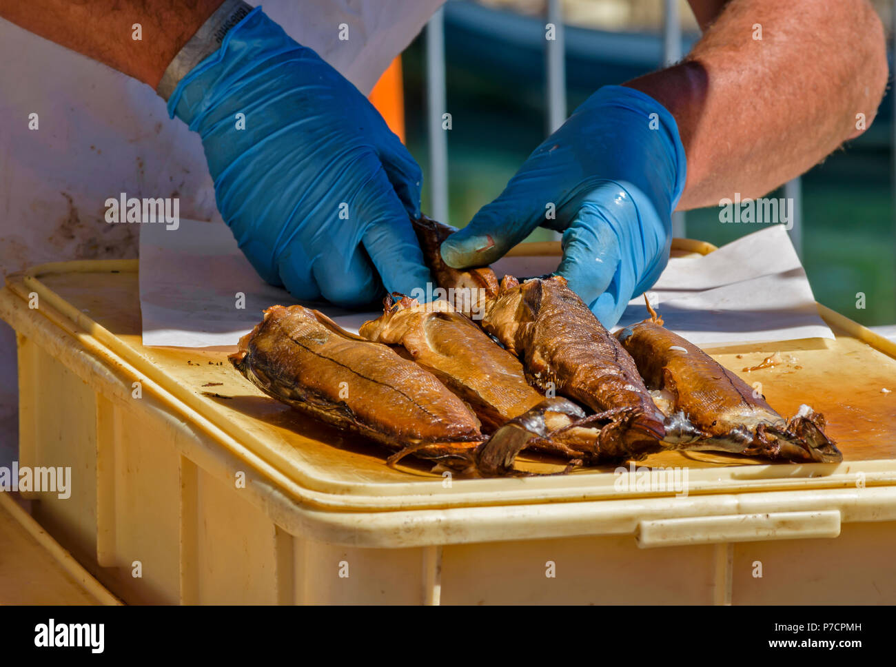 PORTSOY FESTIVAL ABERDEENSHIRE SCOTLAND ARBROATH SMOKIES HADDOCK FISH
