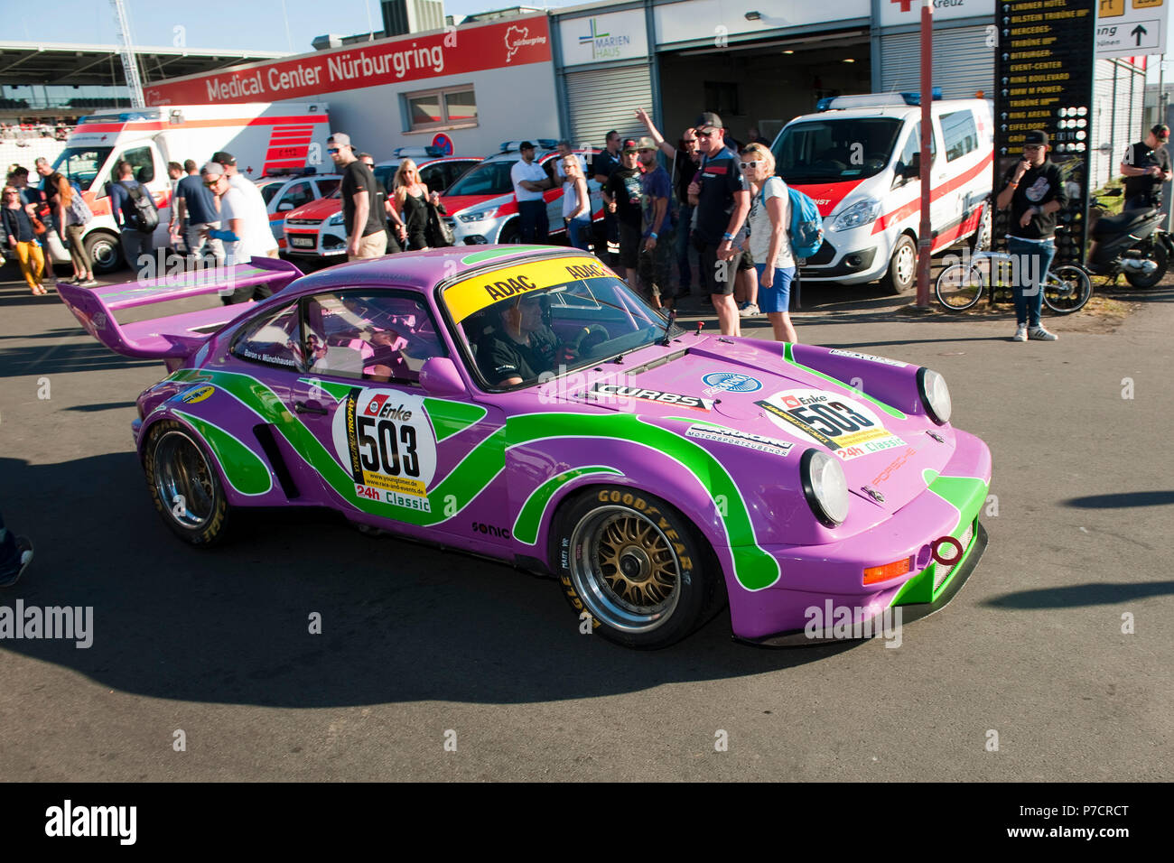 Porsche 911 RSR, Nuerburgring, 24h Classic, motorsports, Eifel, Rhineland-Palatinate, Germany, Europe Stock Photo