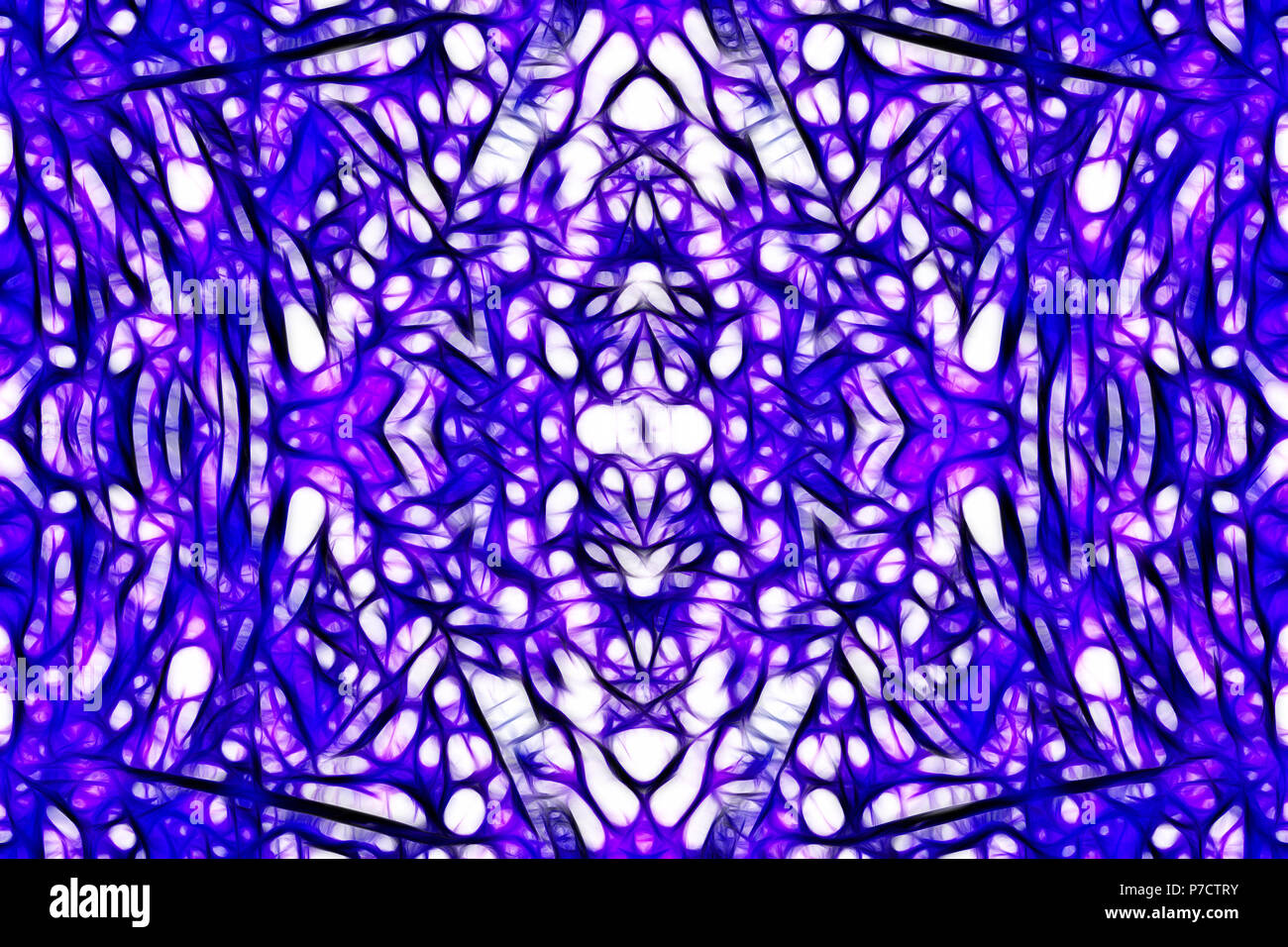 Futuristic bright blue background with kaleidoscope pattern Stock Photo