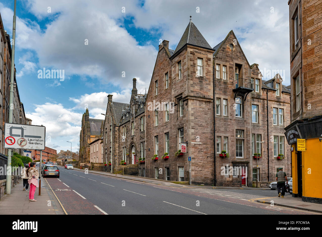 Edinburgh, Scotland - April 2018: Historic building on Lauriston Place currently served as Leonardo Boutique Hotel Simpson Townhouse Edinburgh, UK Stock Photo