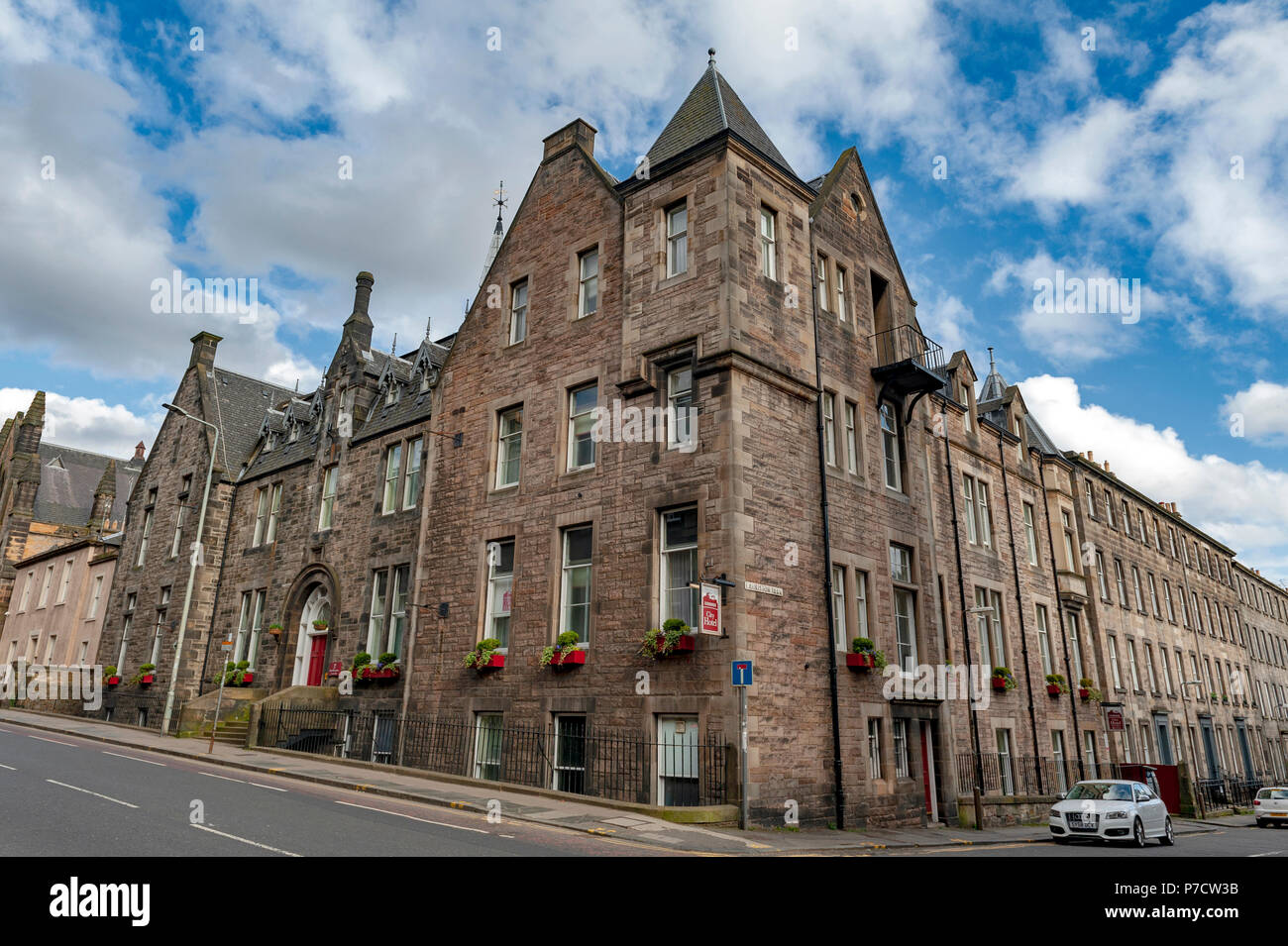Edinburgh, Scotland - April 2018: Historic building on Lauriston Place currently served as Leonardo Boutique Hotel Simpson Townhouse Edinburgh, UK Stock Photo