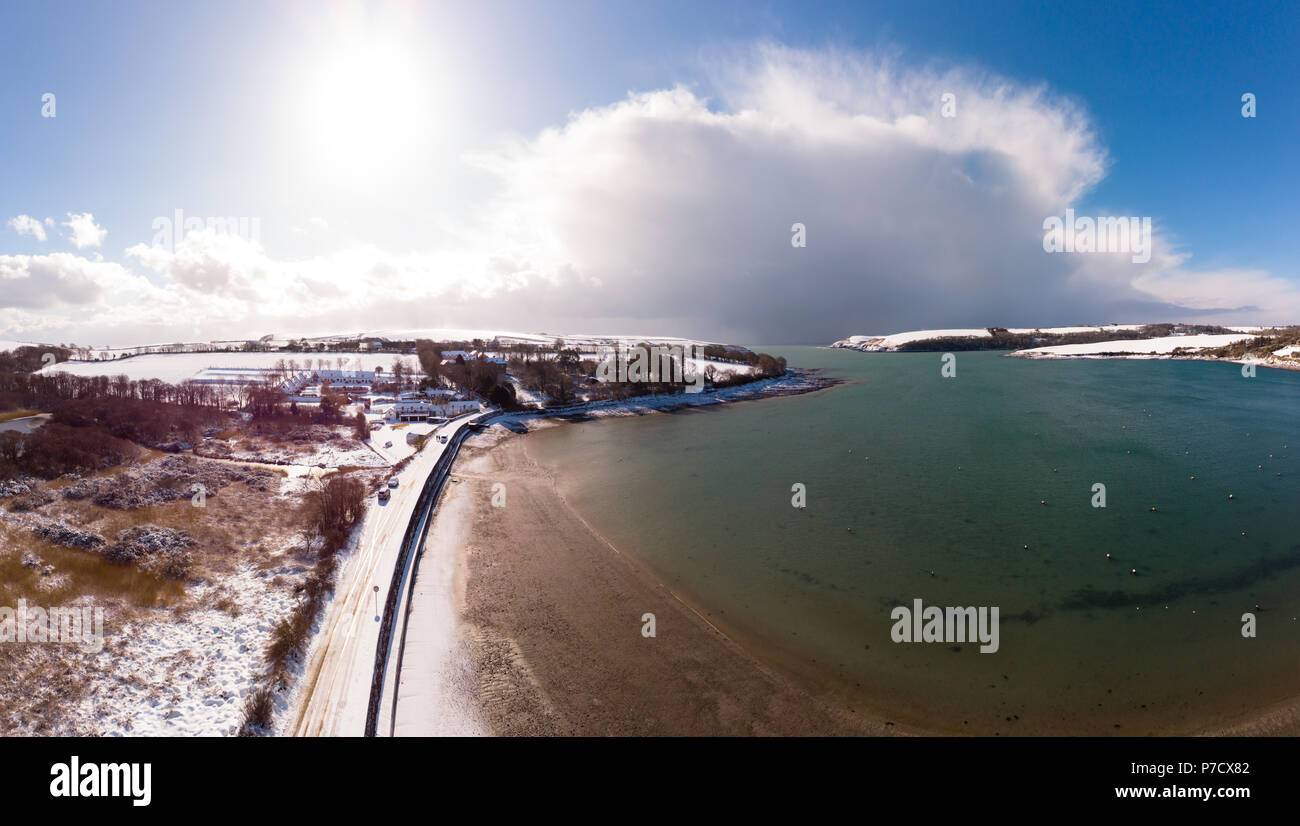 Aerial view of snowy landscape Stock Photo - Alamy