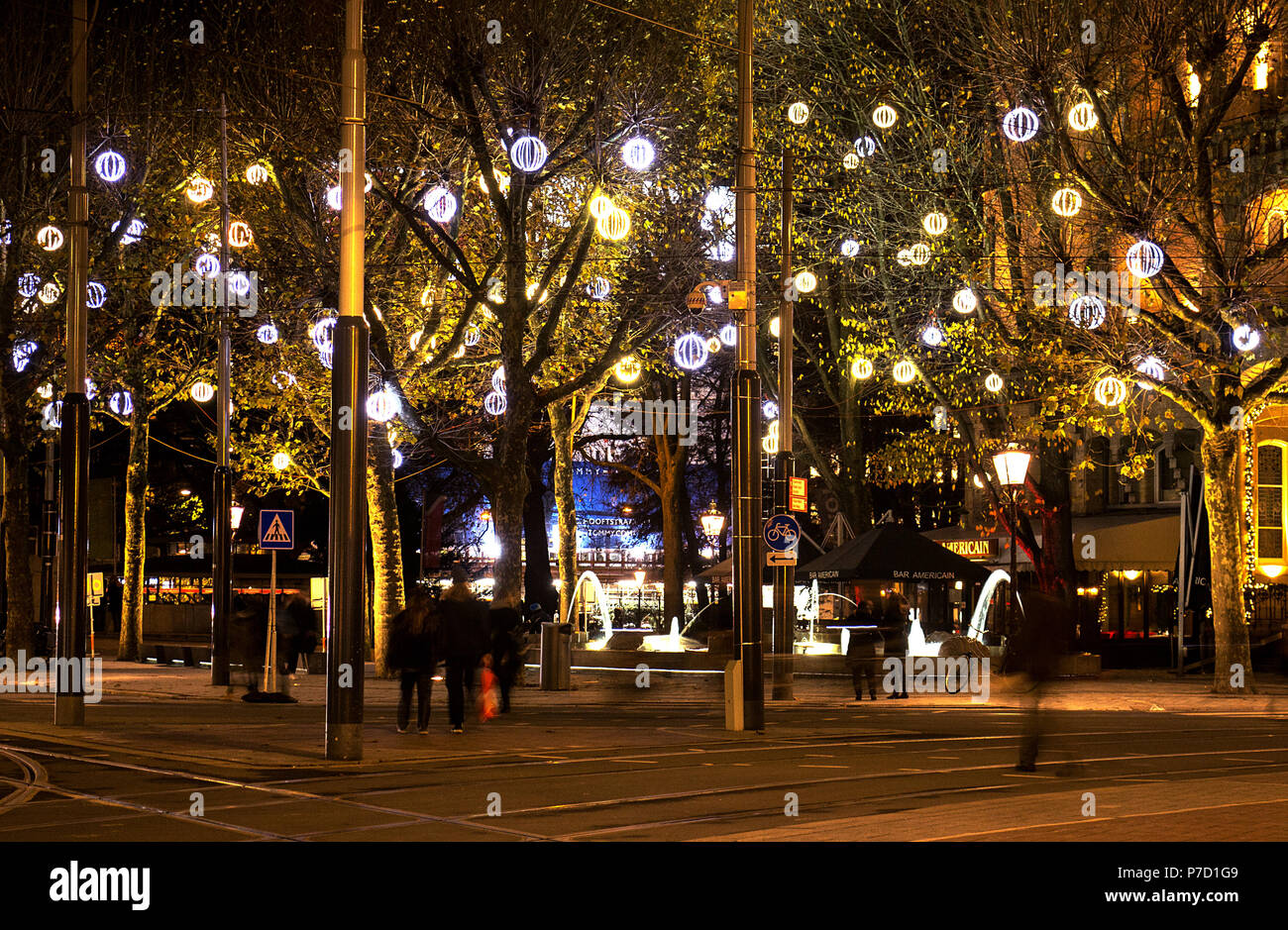 Christmas lights in Amsterdam at night Stock Photo Alamy