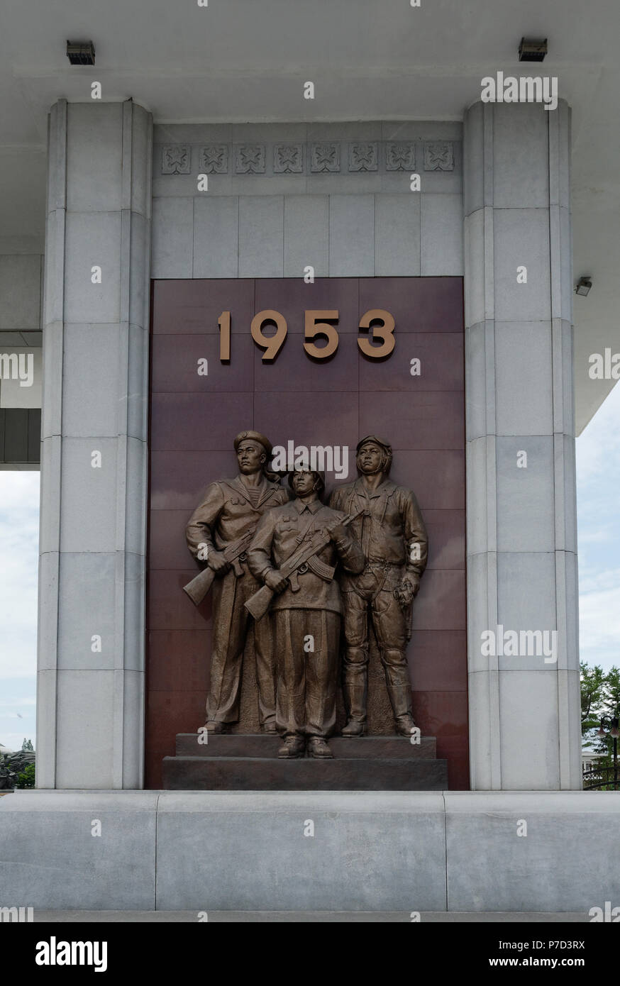 Tableau at the entry of The victorious War Museum in Pyongyang, North Korea Stock Photo