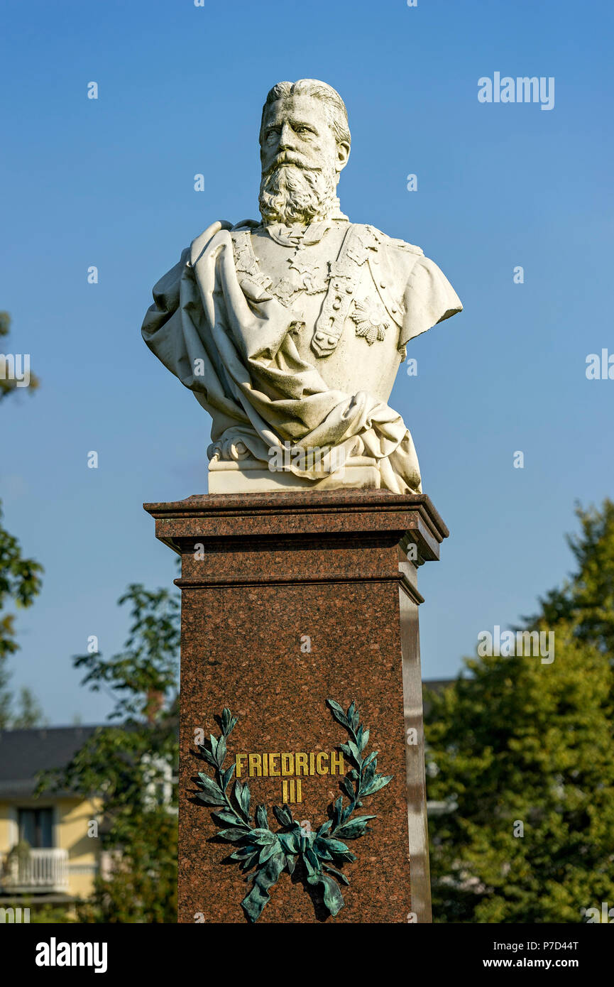 Marble bust, memorial to King and Emperor Friedrich III, spa garden, Bad Homburg vor der Höhe, Hesse, Germany Stock Photo