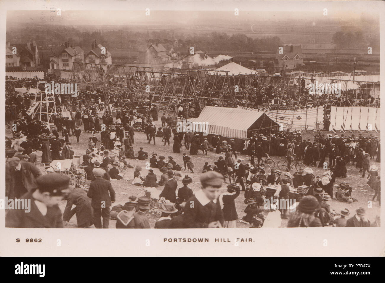 Vintage Photograph of The Portsdown Hill Fair, Portsmouth, Hampshire, England, UK Stock Photo