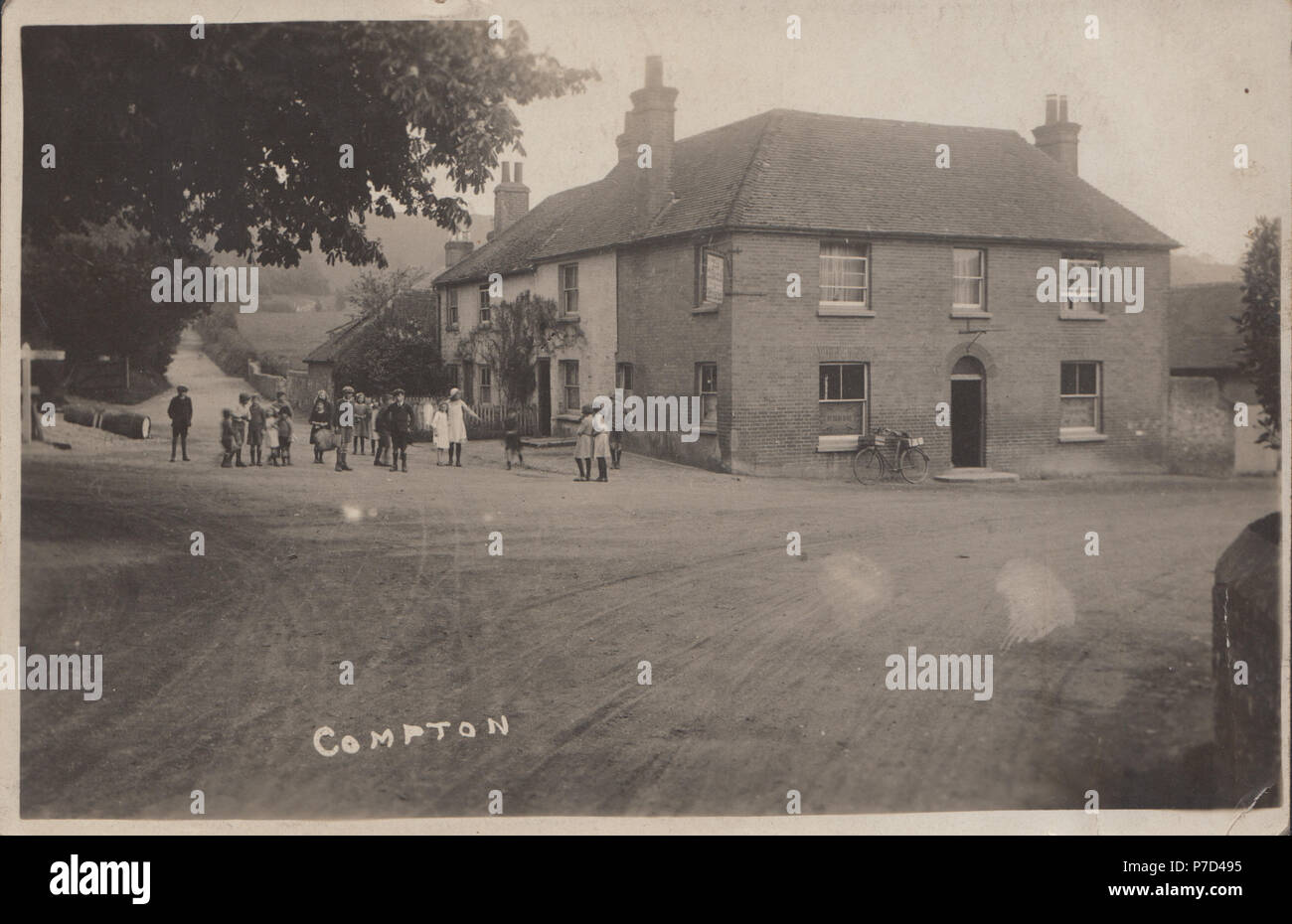 Vintage Photograph of Children in Compton Village, Sussex, England, UK Stock Photo