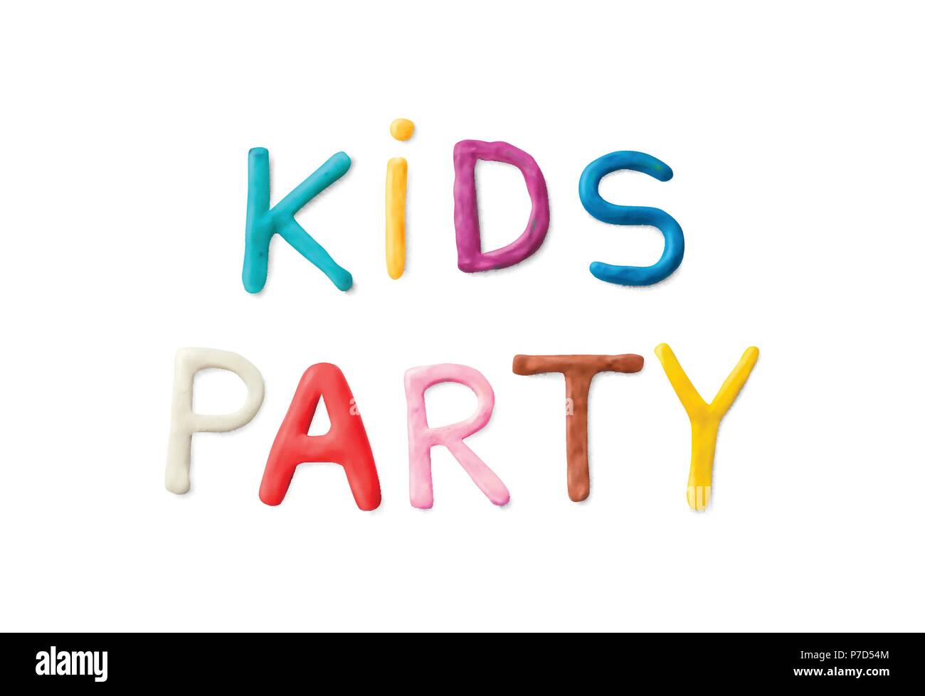 Handmade modeling clay words kids party. Stock Vector