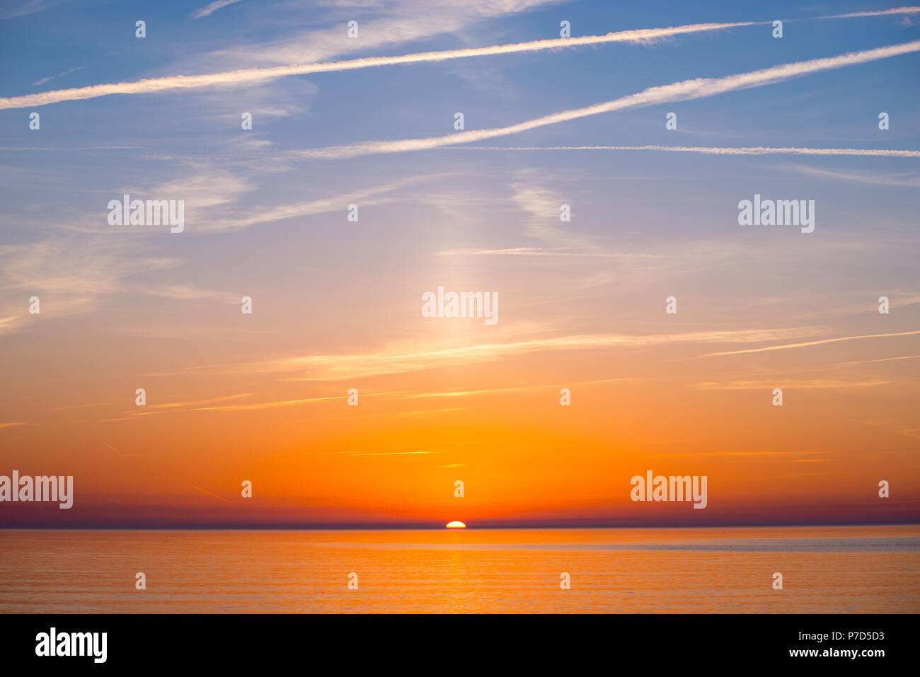 Sunset over the Baltic Sea, Island Hiddensee, Mecklenburg-Western Pomerania, Germany Stock Photo