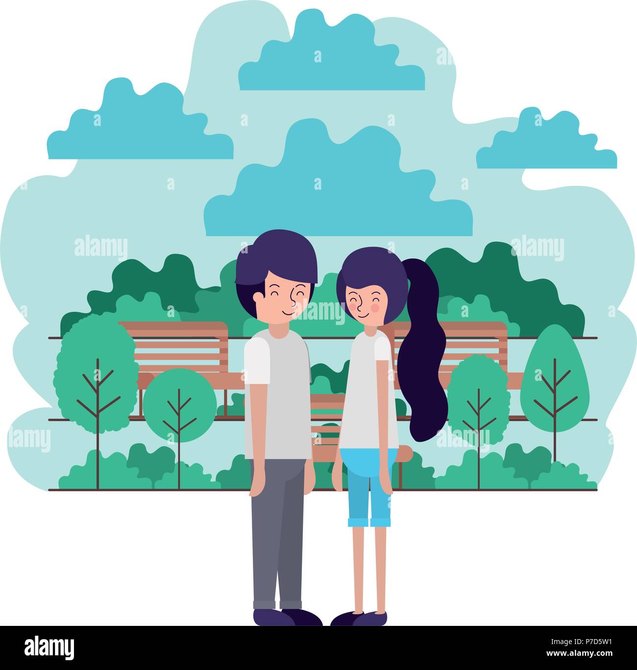 young couple in the park avatars characters Stock Vector Image & Art ...