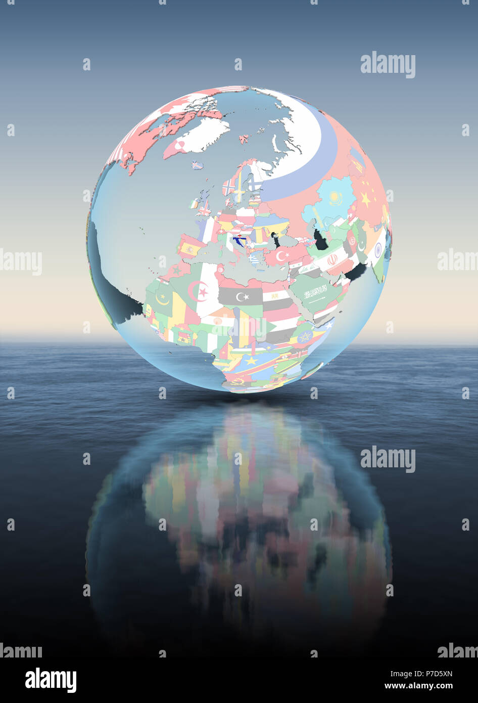 Croatia on political globe floating above water. 3D illustration Stock Photo Alamy
