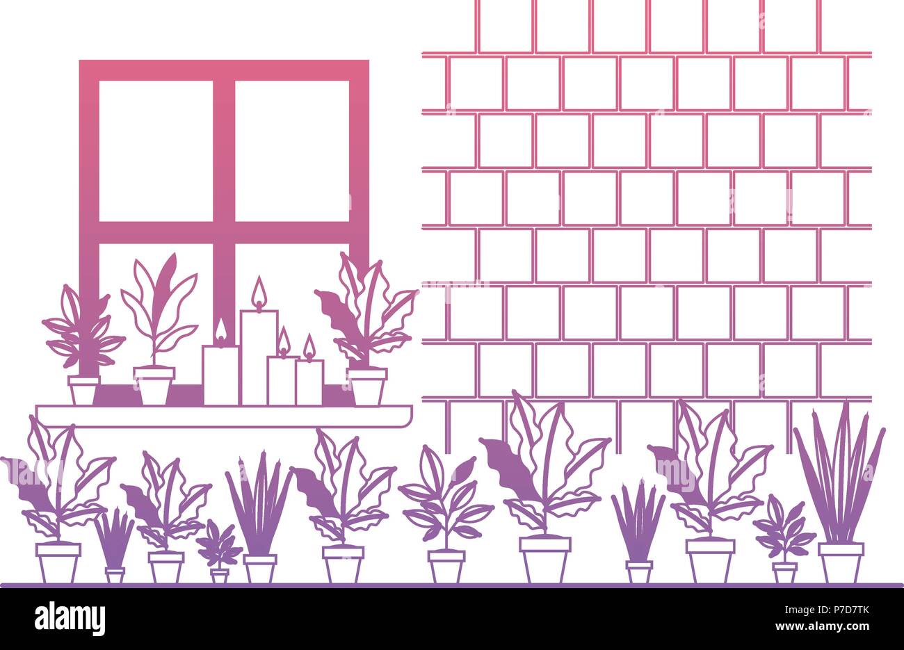 window house with houseplants scene Stock Vector Image & Art - Alamy