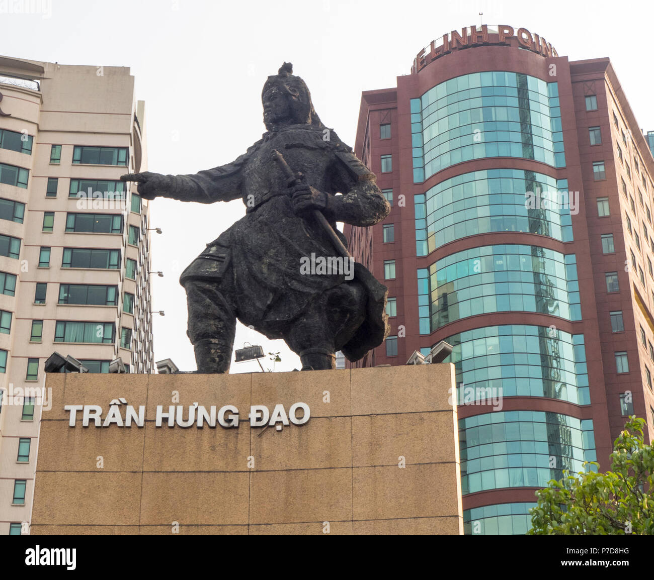 Statue of Vietnamese national hero Tran Hung Doa in Me Line Square on the banks of the Saigon River, Ho Chi Minh City, Vietnam. Stock Photo