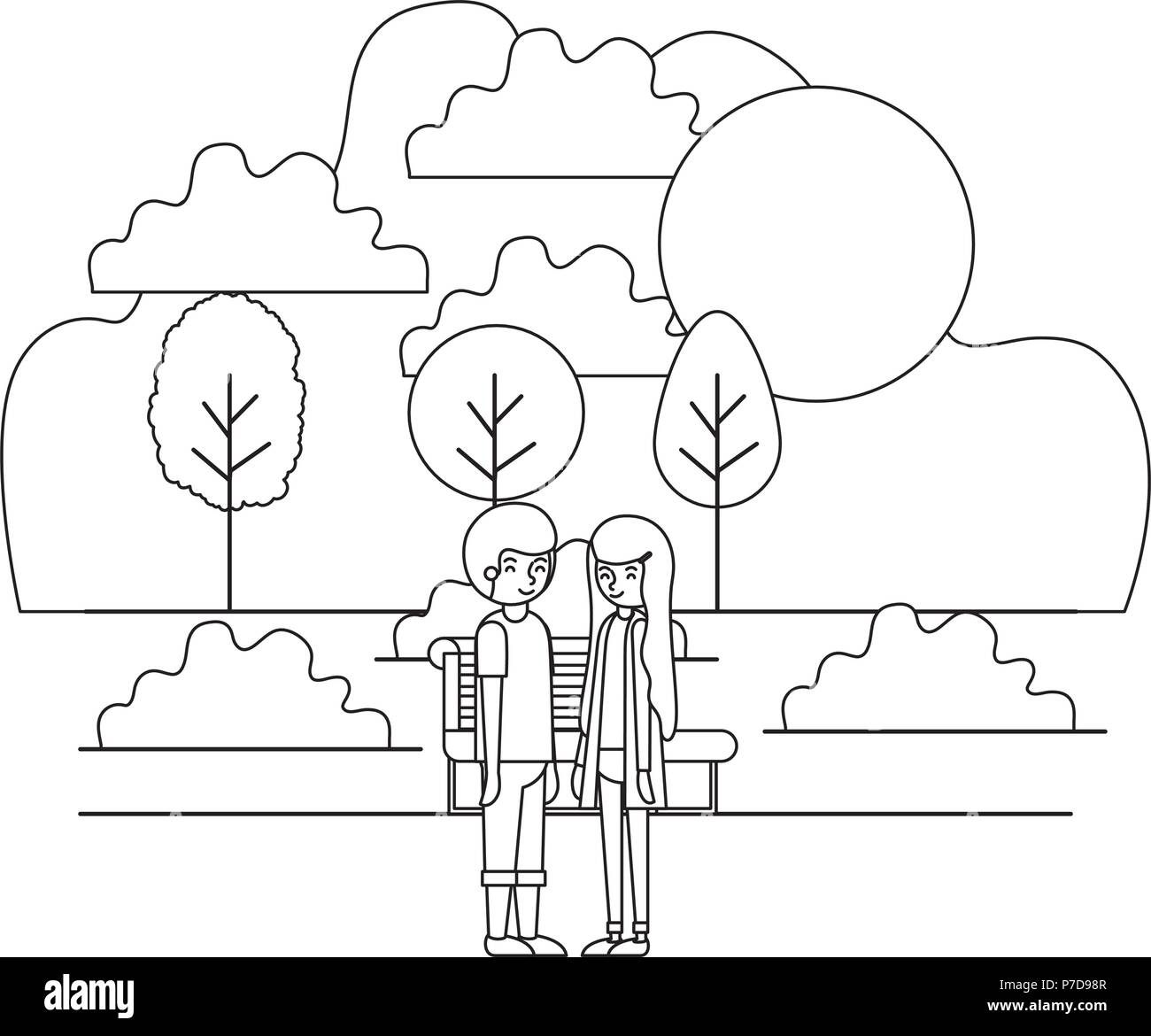 young couple in the park avatars characters Stock Vector Image & Art ...