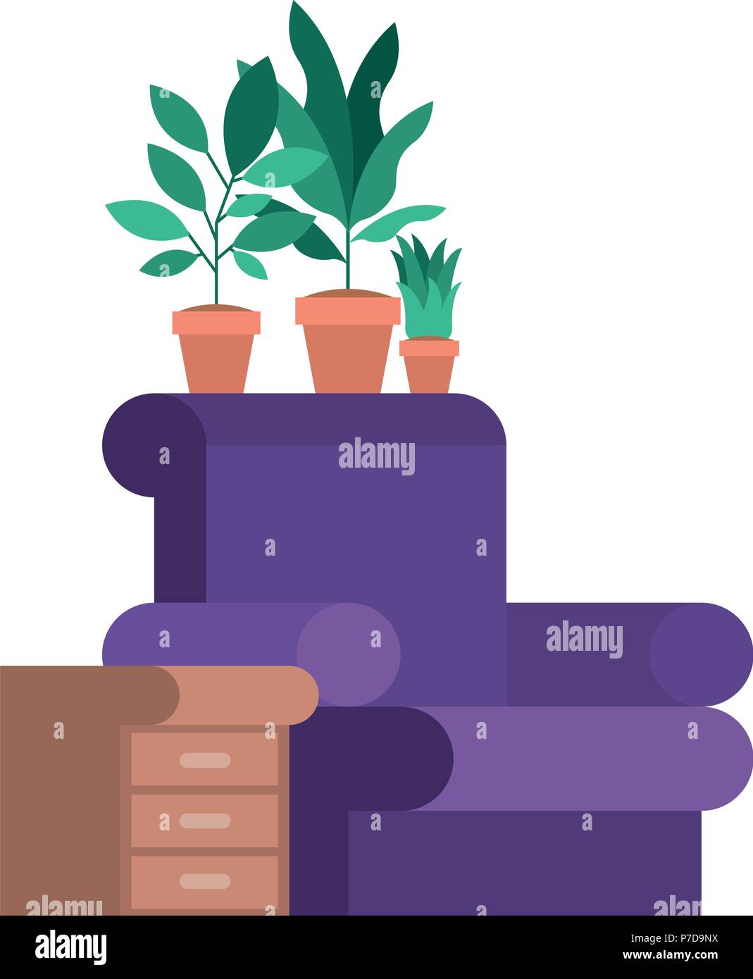 living room with houseplants scene Stock Vector Image & Art - Alamy