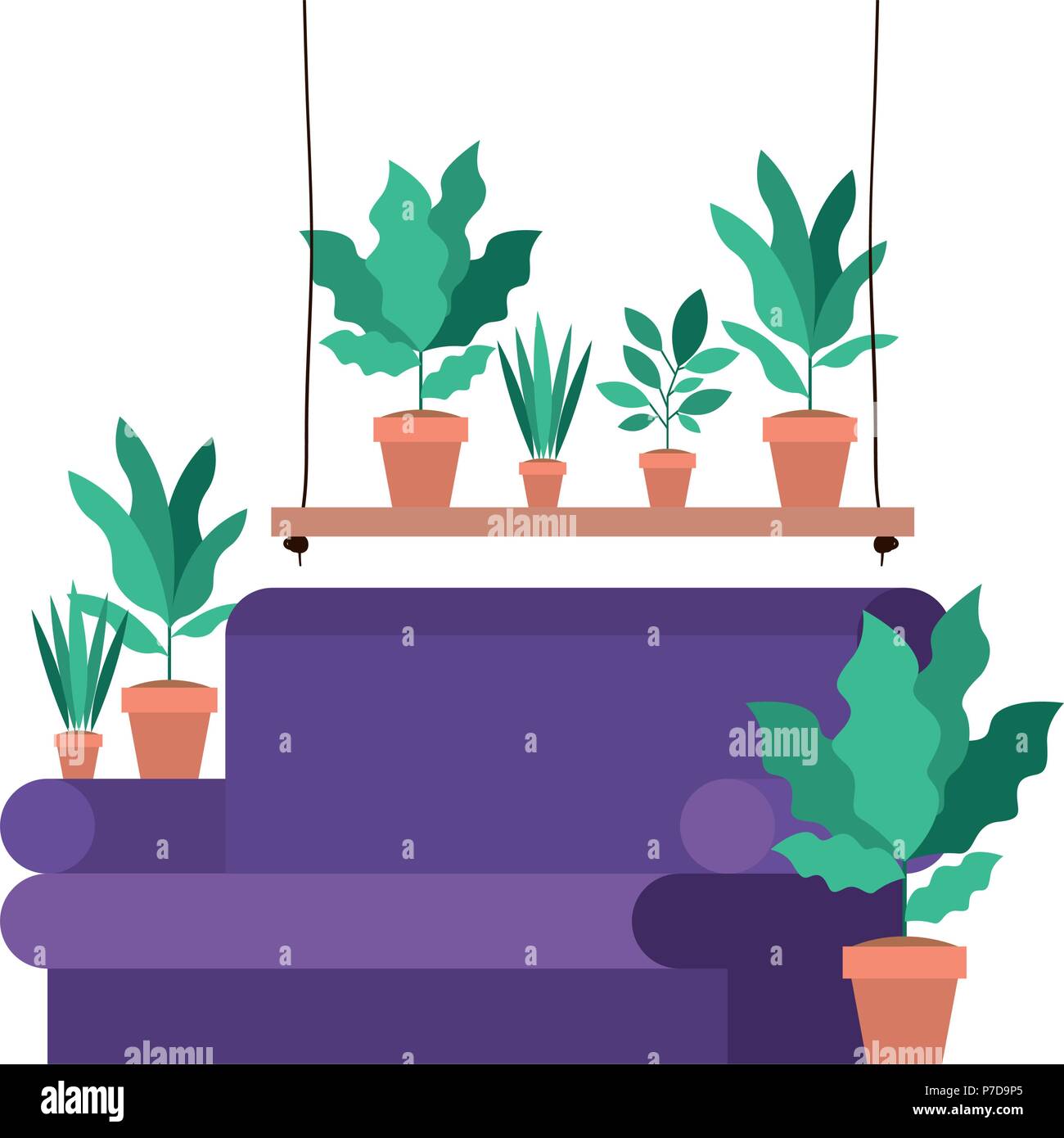 living room with houseplants scene Stock Vector Image & Art - Alamy