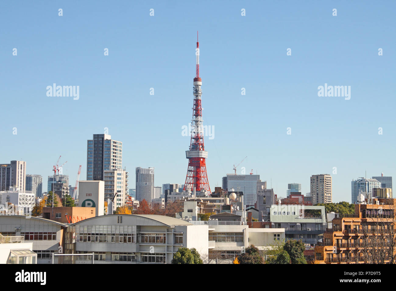 View of Tokyo Tower from Roppongi Hills, Tokyo, Japan Stock Photo