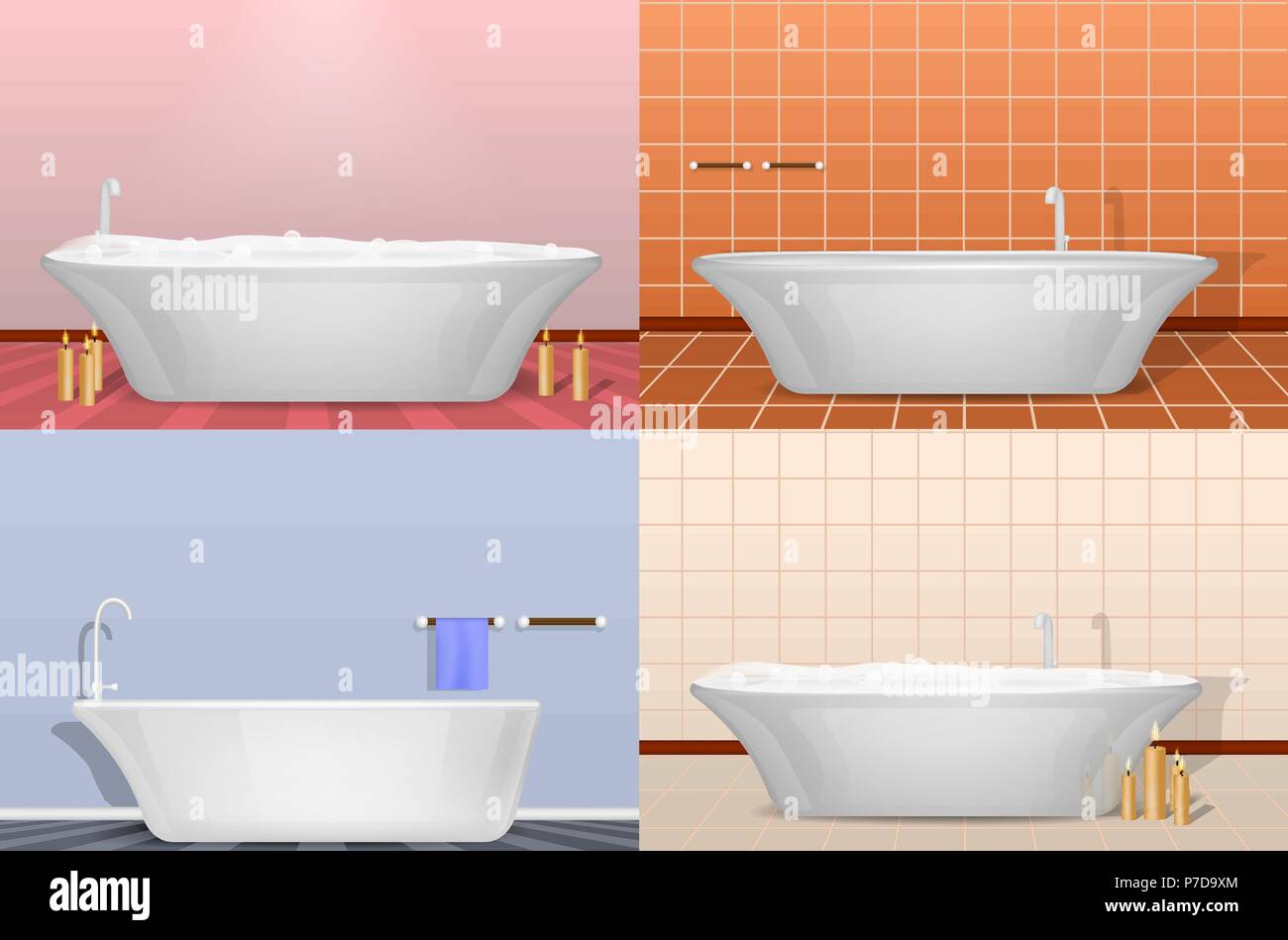 Bathtub Interior Mockup Set, Realistic Style Stock Vector Image & Art ...