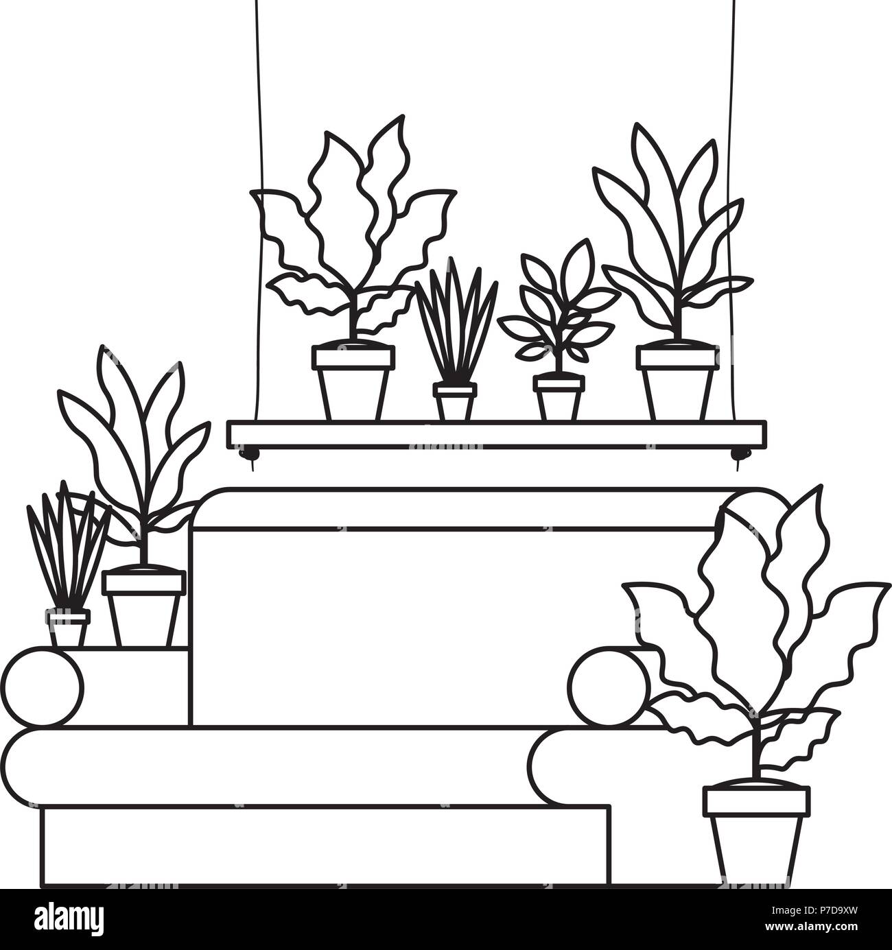 living room with houseplants scene Stock Vector Image & Art - Alamy