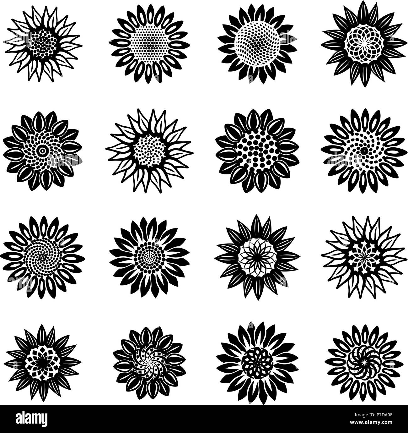 Sunflower blossom icons set, simple style Stock Vector Image & Art - Alamy