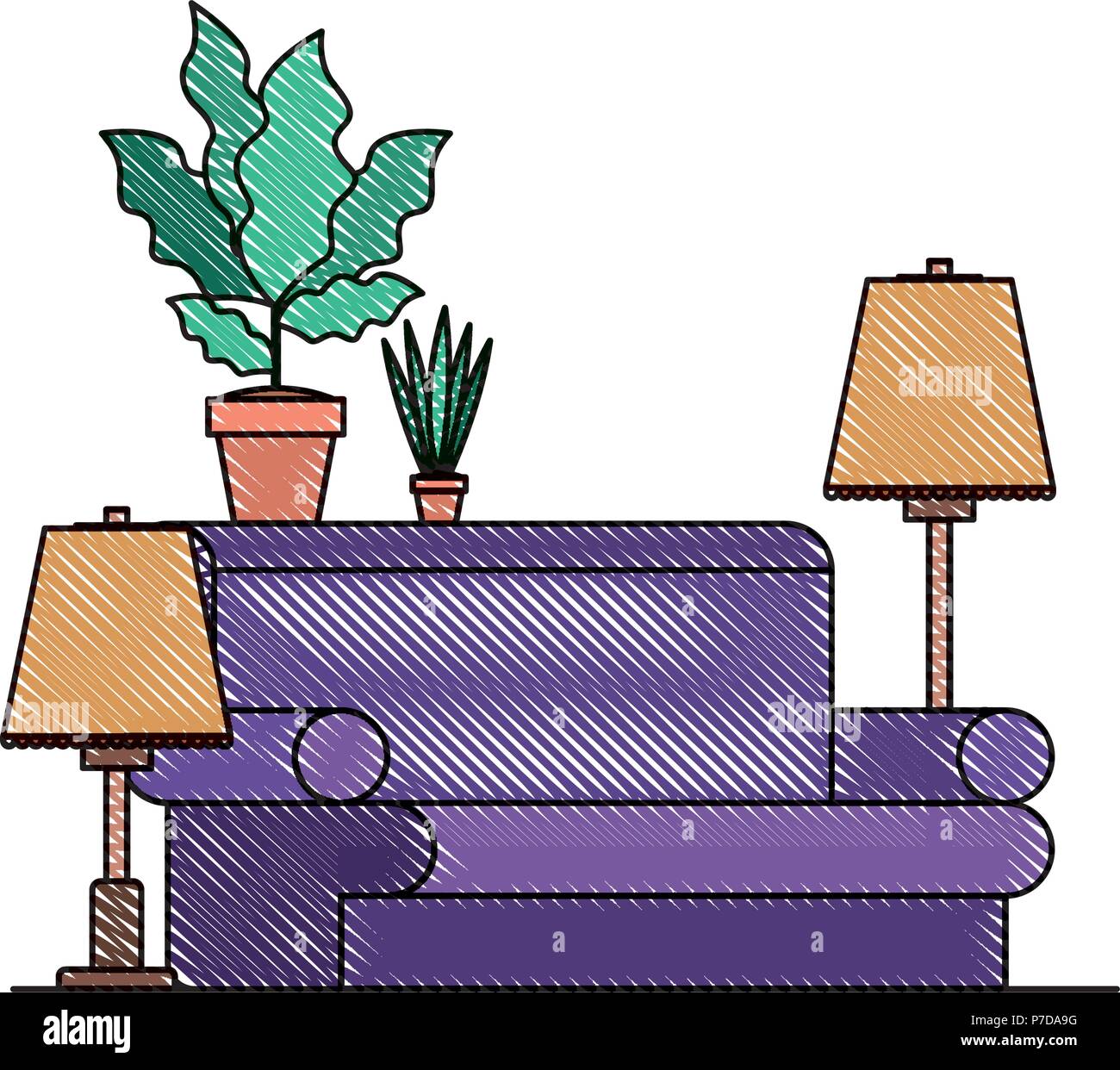 living room with houseplants scene Stock Vector Image & Art - Alamy