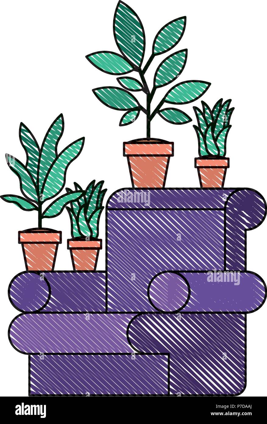 living room with houseplants scene Stock Vector Image & Art - Alamy