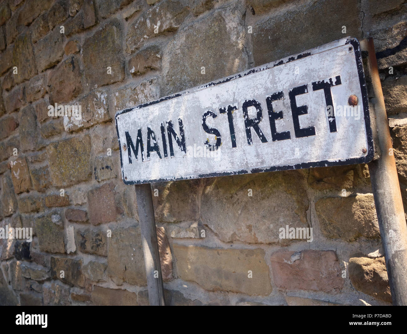 A Street sign saying Main Street in the tiny village of Bramley, near