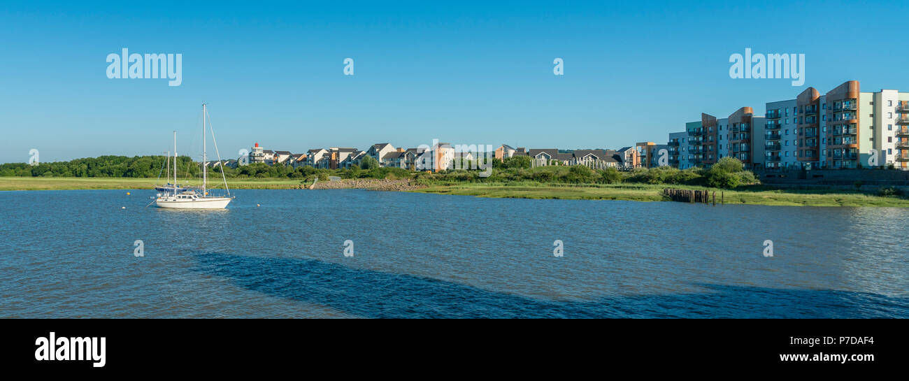 Portishead at high tide, North Somerset, UK Stock Photo