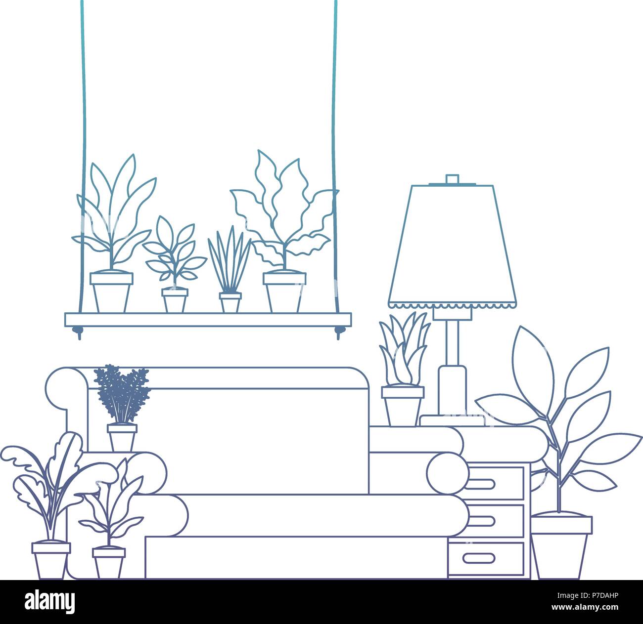 living room with houseplants scene Stock Vector Image & Art - Alamy