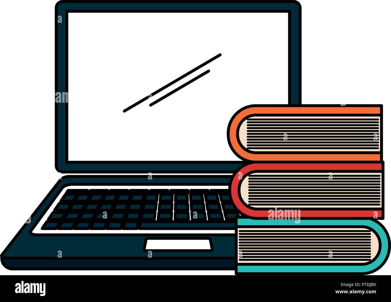 education text books with laptop Stock Vector Image & Art - Alamy