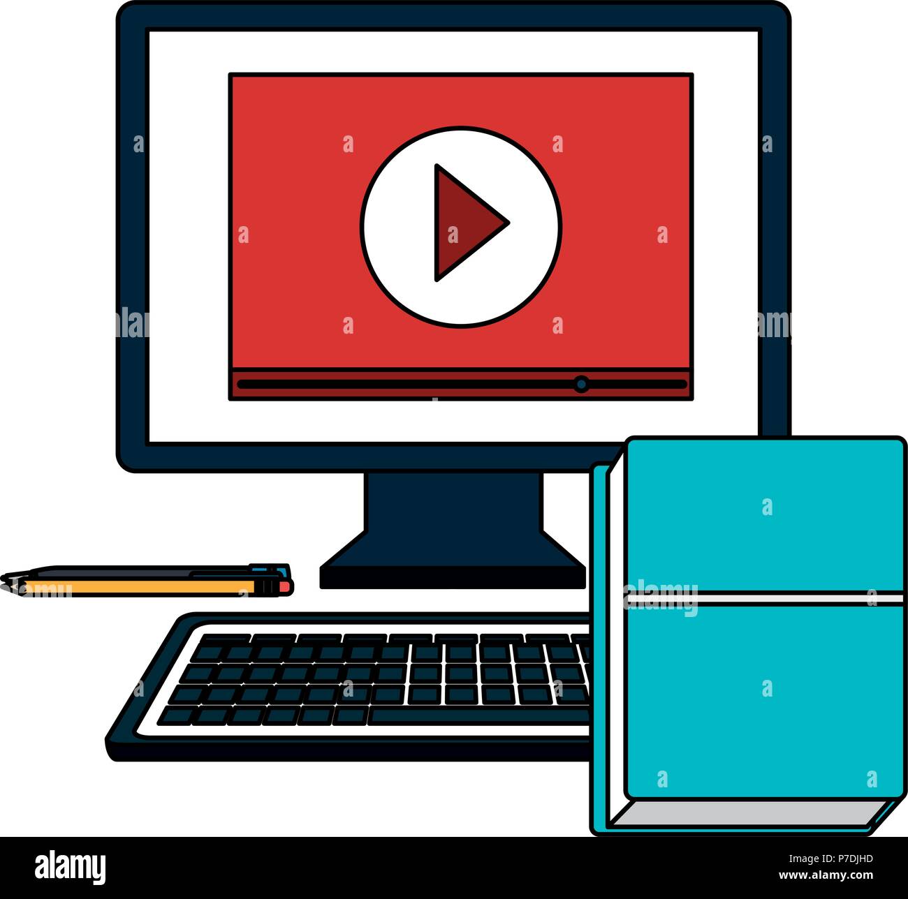 Computer Image With Books education text books with computer Stock Vector Image & Art - Alamy