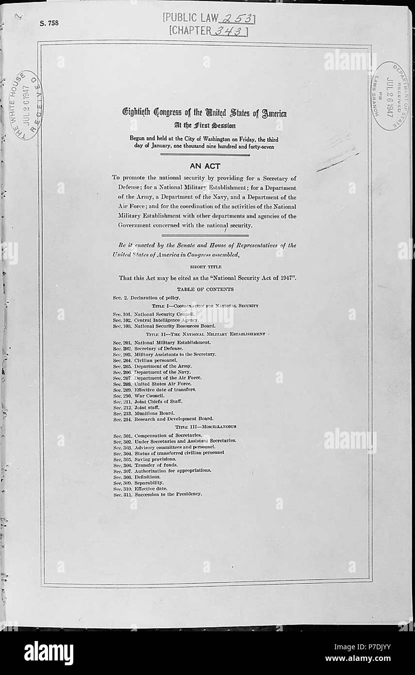 National security act of 1947 hires stock photography and images Alamy