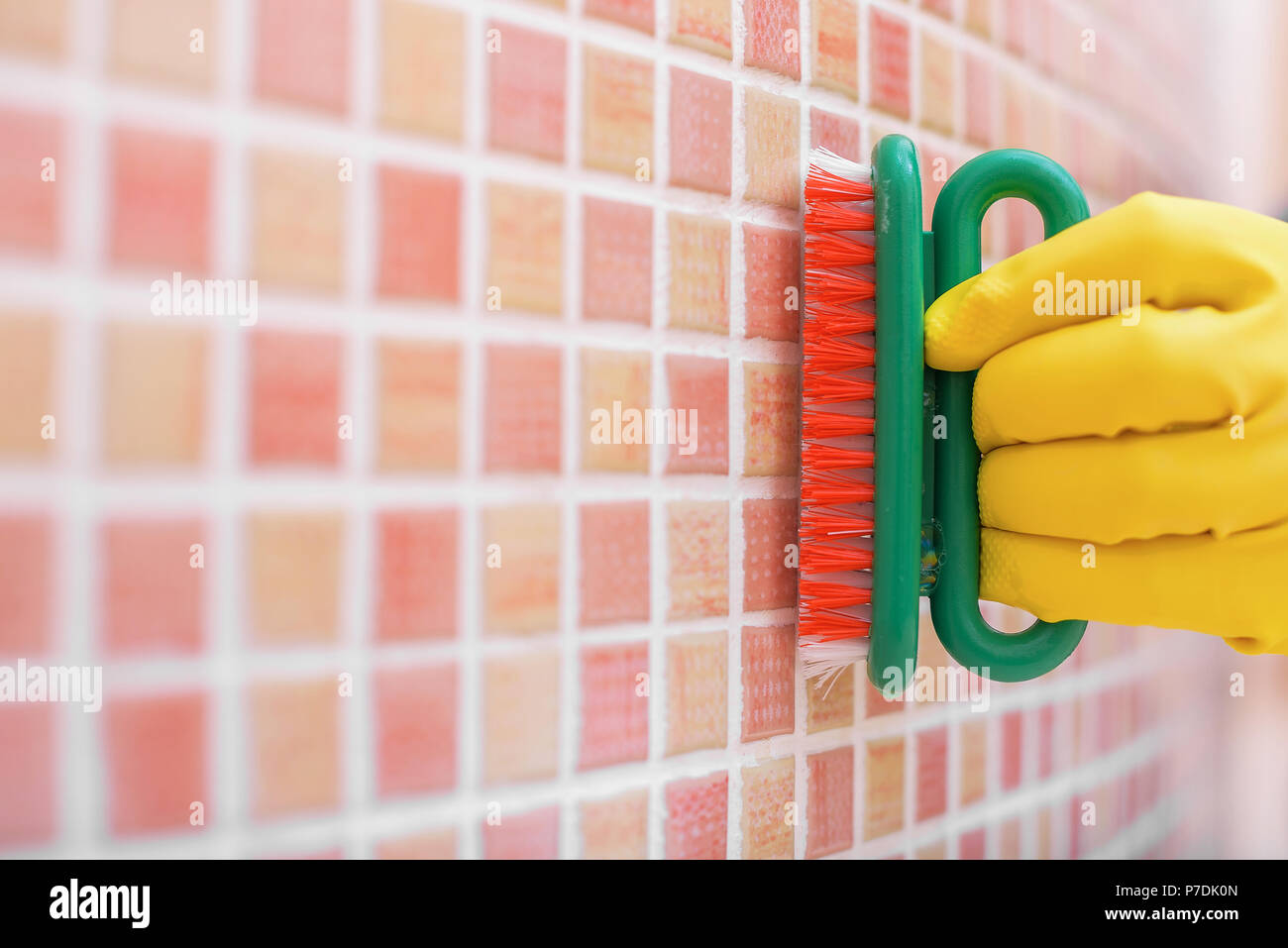 Clean small tiles in the bathroom Stock Photo Alamy